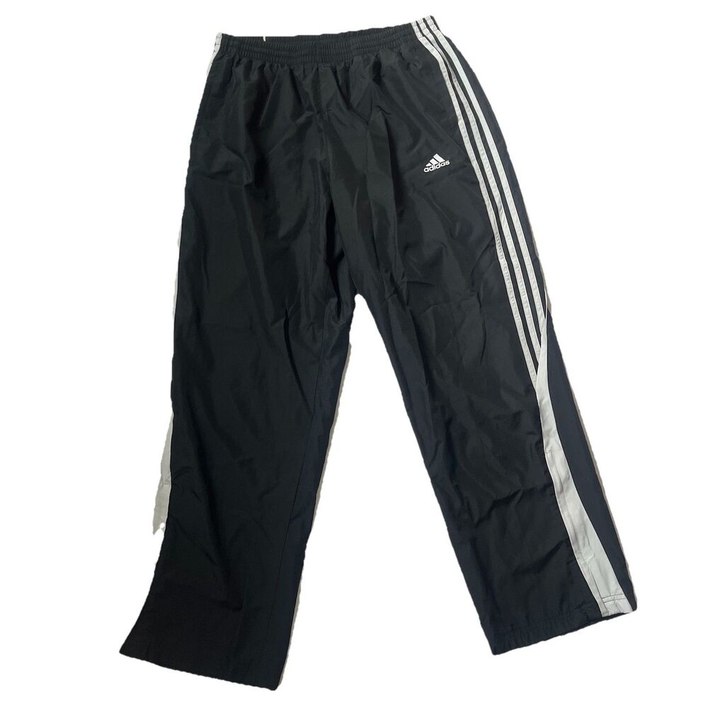 Adidas Vintage 00s Y2K Black Windbreaker Track Sweat Pants Mens M AZF001 Lined - Picture 2 of 9